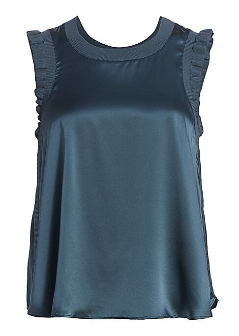 Ruffled Silk Sleeveless Top