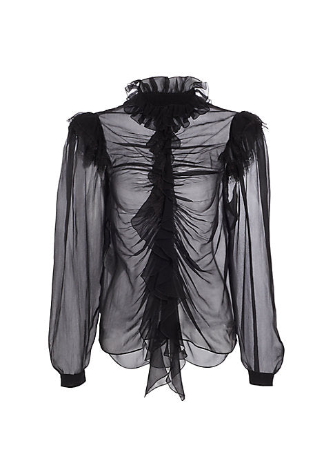 Luxe Sheer Ruffle Blouse
