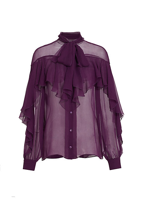 Elegant Silk Bow Blouse