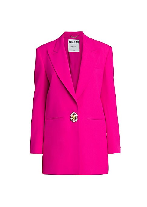 Brooch Detail Oversized Blazer