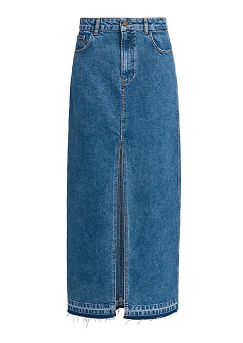 Frayed Slit Denim Skirt