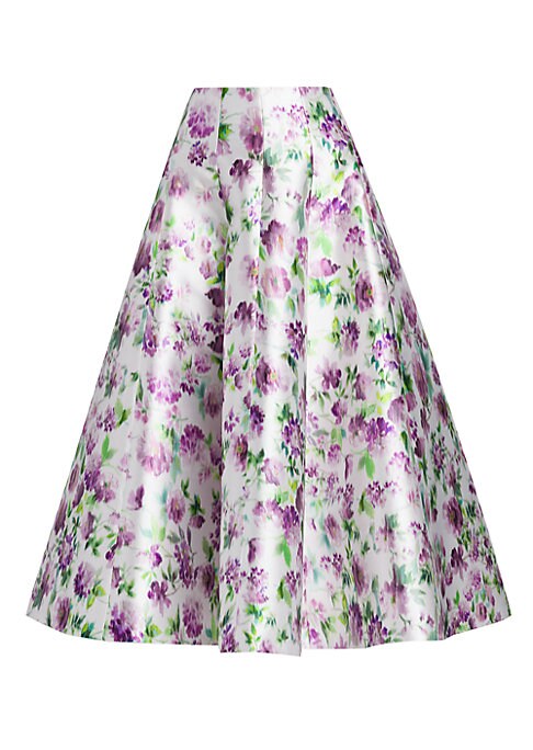 Floral Taffeta Swing Skirt