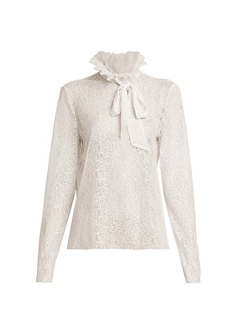 Lace Ruffle Bow Blouse