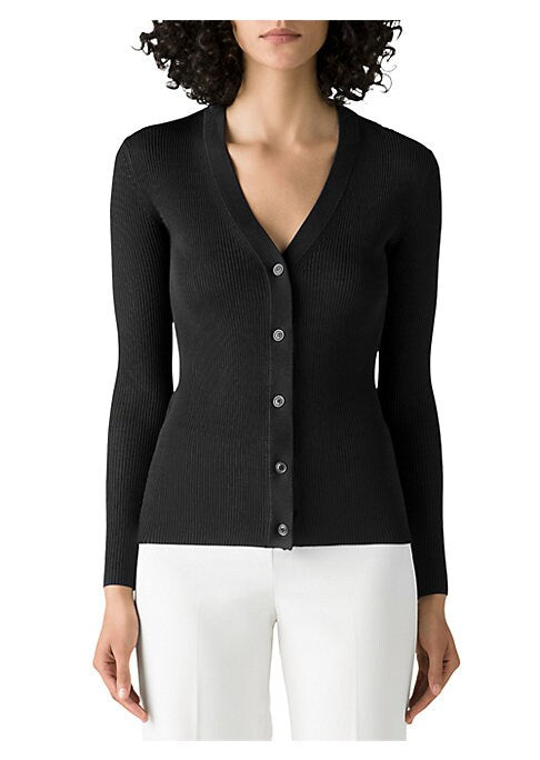Ribbed Button-Front Cardi