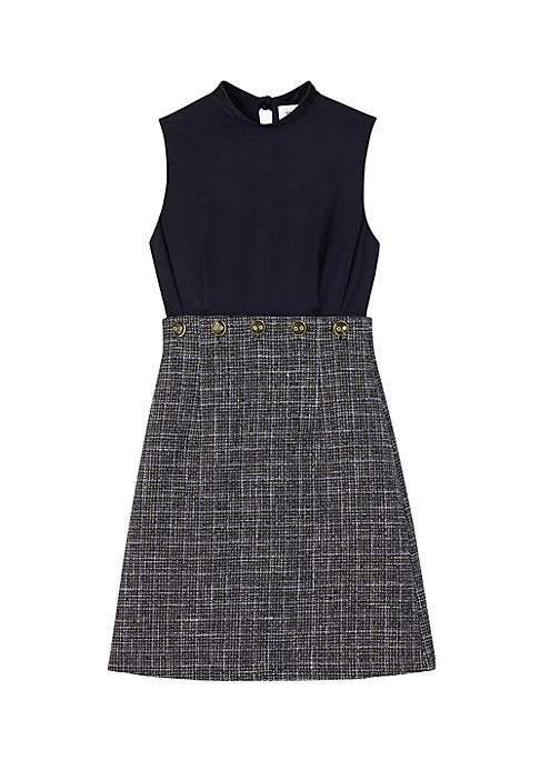 Chic Plaid & Sateen Dress