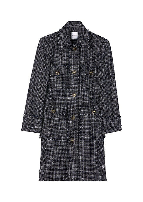 Fringed Tweed Chic Coat