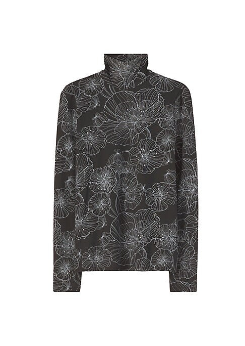 Floral Stretch Turtleneck Top