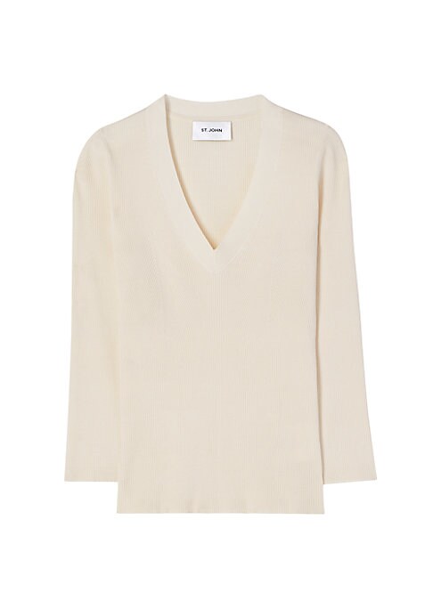 V-Neck Elbow Sleeve Top
