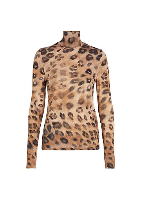 Leopard Print Turtleneck Top