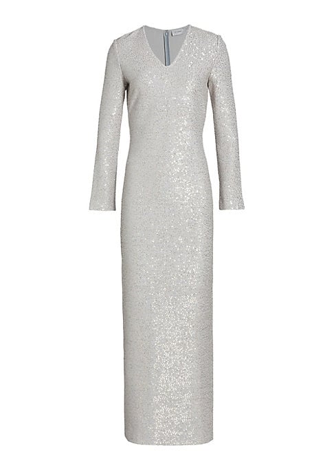 Glistening V-Neck Sheath Gown