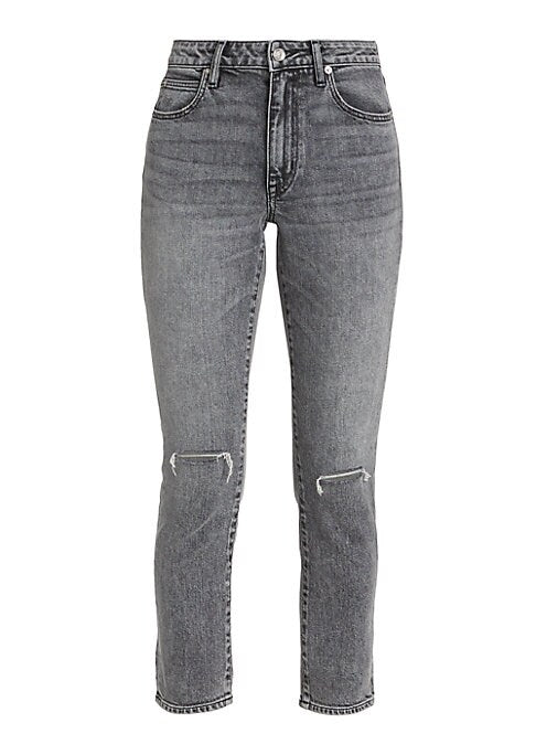 Chic High-Rise Distressed Denim