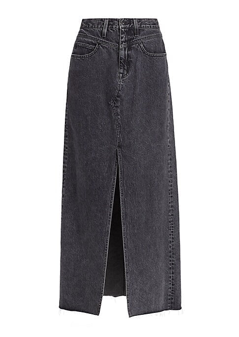 High Slit Denim Skirt
