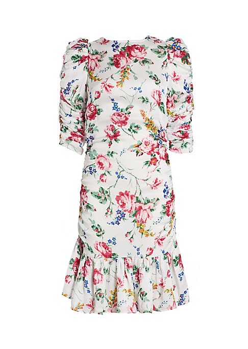 Floral Ruched Satin Dress