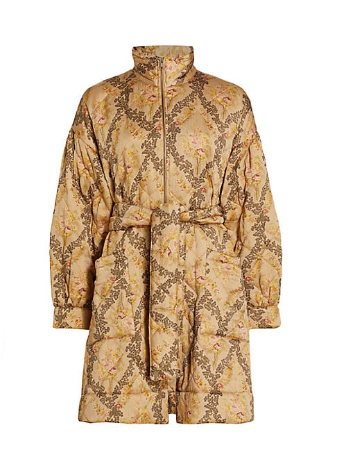 Floral Satin Wrap Coat