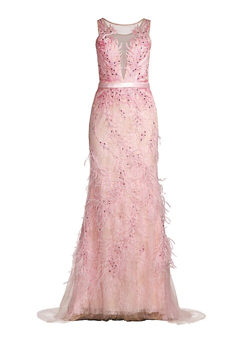 Feathered Illusion Gown