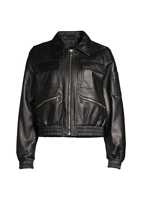 Cropped Leather Flight Jacket