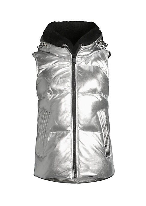 Metallic Fur-Trimmed Vest