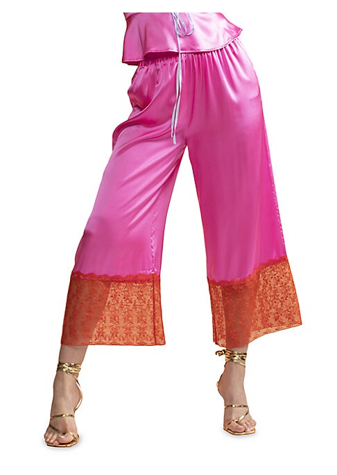 Lace Elegance Silk Trousers