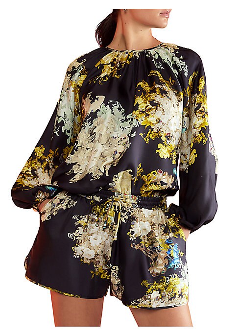 Blooming Silk Drawstring Shorts