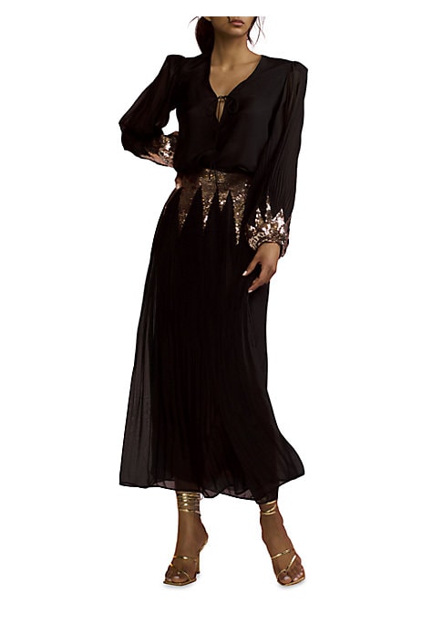 Luxe Sequin Tie Blouse