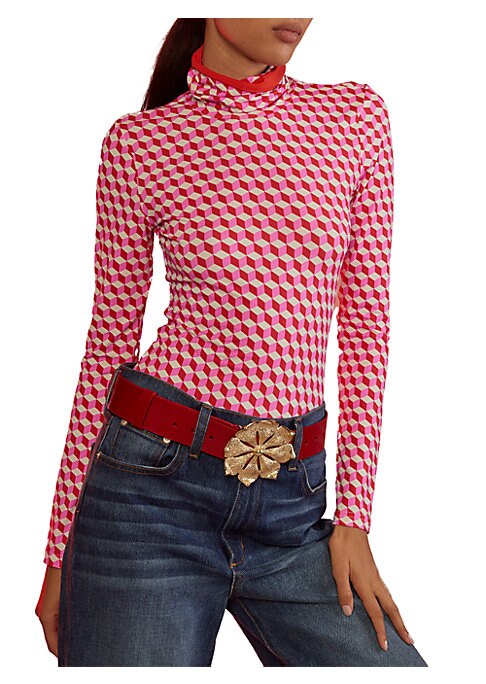 Cube Pattern Turtleneck Top