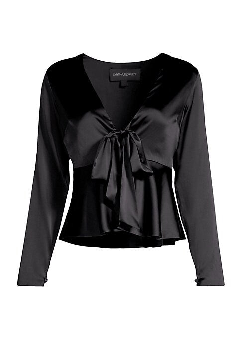Silk V-Neck Tie Blouse