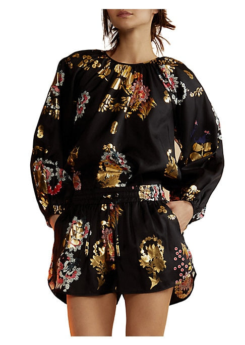 Romantic Floral Puff Blouse