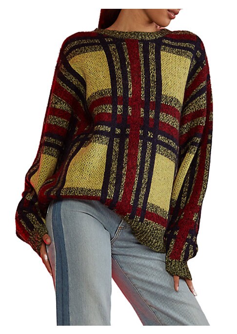 Cozy Plaid Knit Sweater
