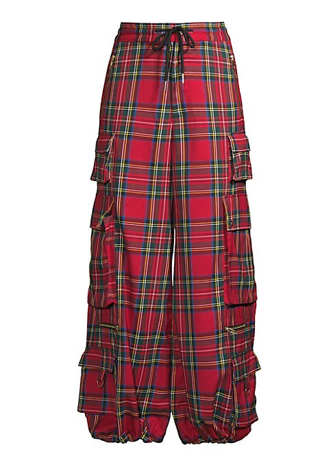 Charming Plaid Cargo Trousers