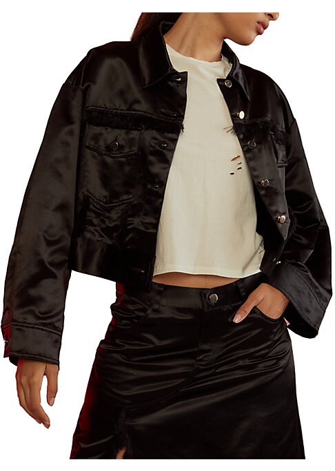 Chic Cropped Satin Jacket