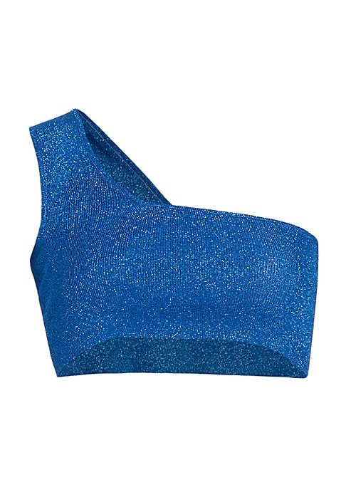 Metallic One-Shoulder Knit Top