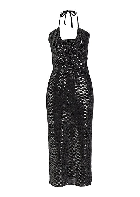 Glittering V-Neck Midi Dress