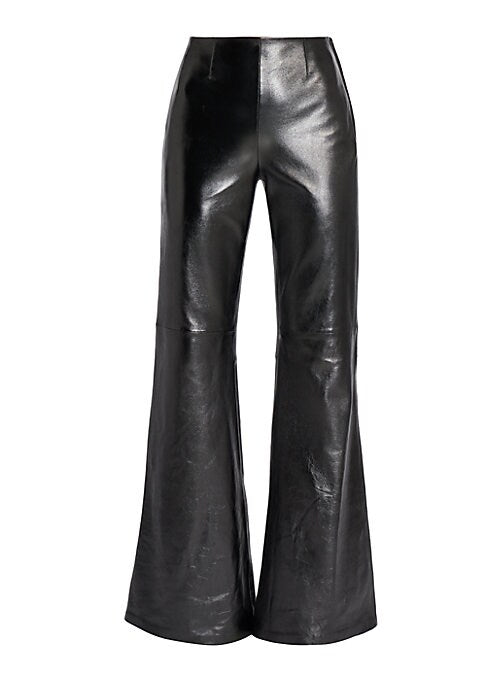 Edgy Leather Flare Trousers