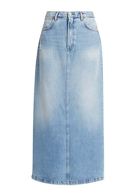 Denim Whisker Midi Skirt