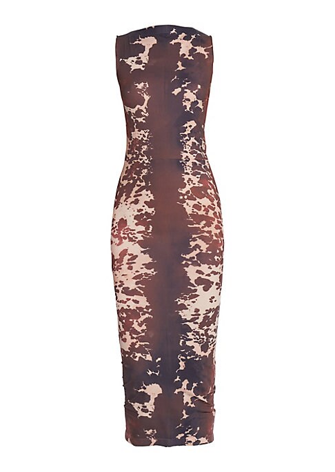 Cow-Print Bateau Midi Dress