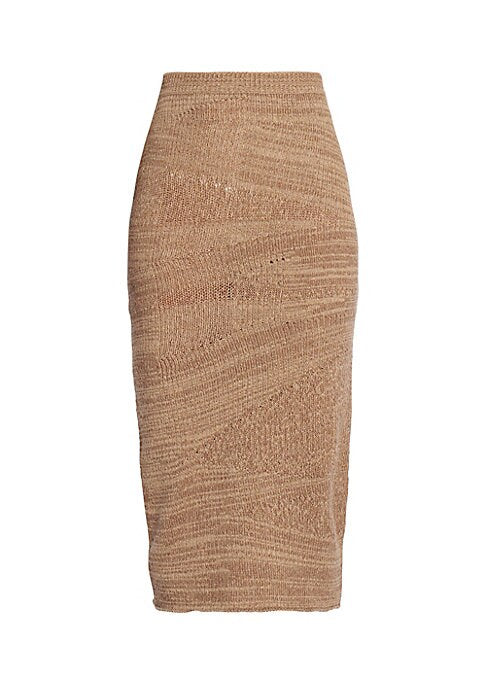 Asymmetric Knit Midi Skirt