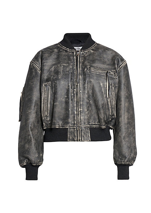 Distressed Leather Flight Jacket