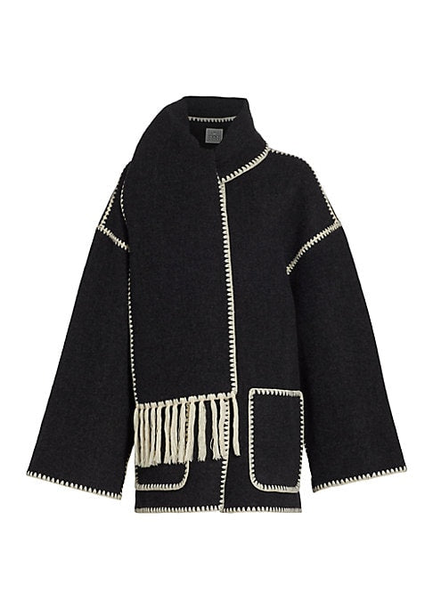 Scarf-Embellished Wool Jacket