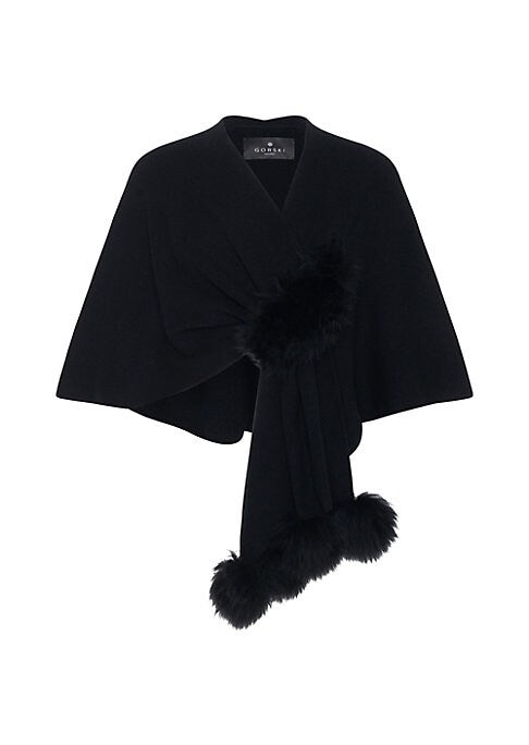 Elegant Wool Pompom Capelet