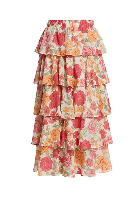 Floral Tiered Midi Skirt