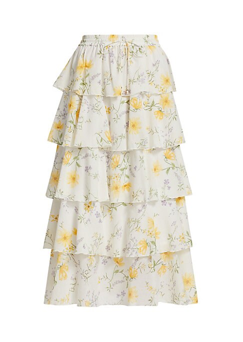 Floral Ruffle Midi Skirt