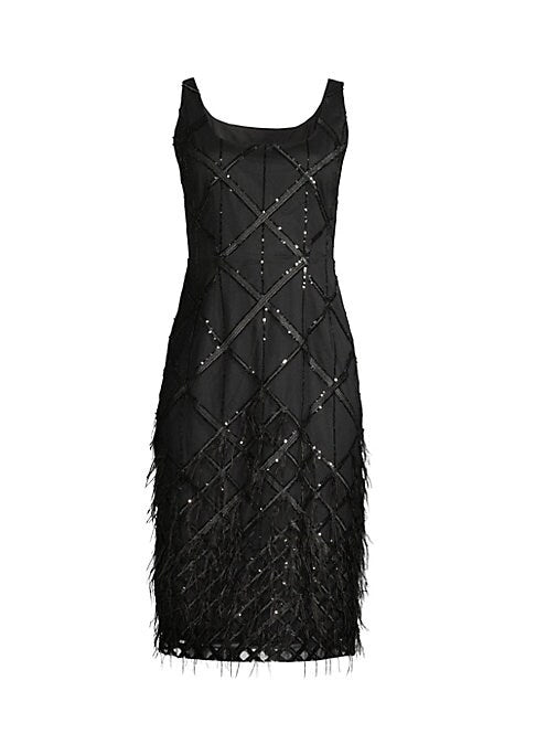 Feathered Glam Midi Dress