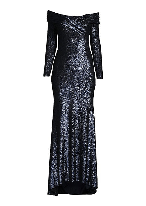 Draped Sequin Evening Dress