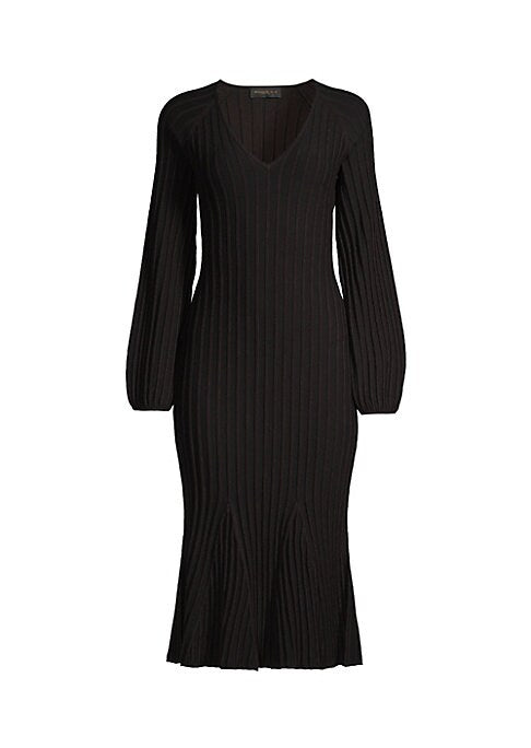 Balloon-Sleeve Knit Dress