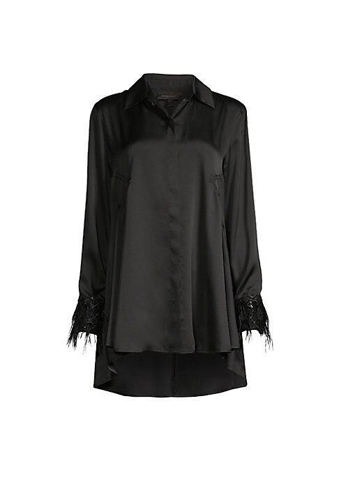 Feathered Glam Satin Top