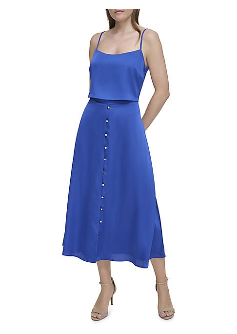 Satin Cut-Out Midi Dress