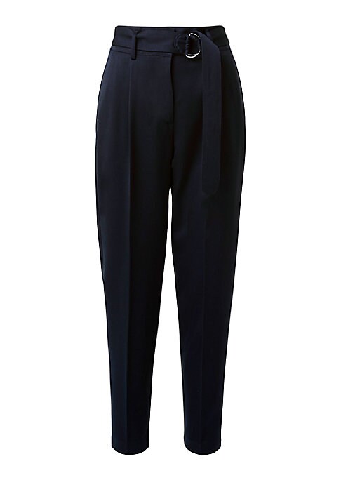 Belted Wool Pleated Trousers