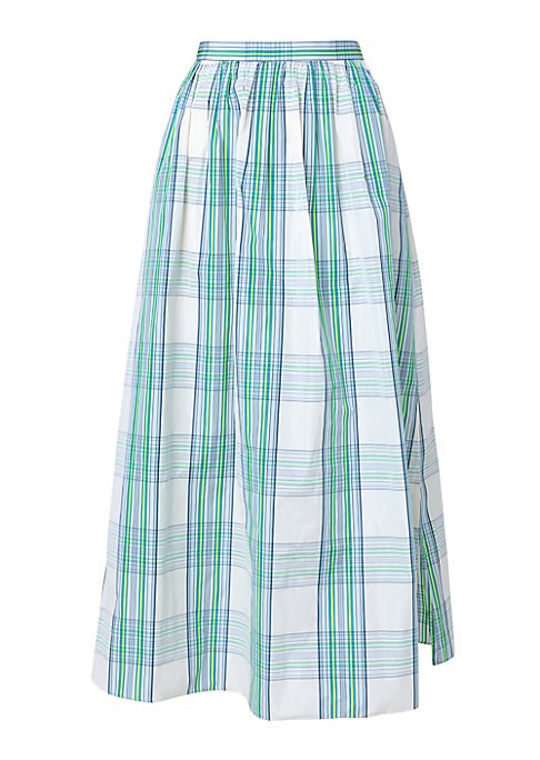 Checked Pleat Midi Skirt