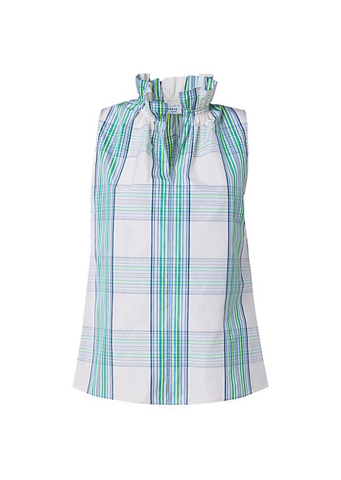 Ruffled Plaid Sleeveless Blouse