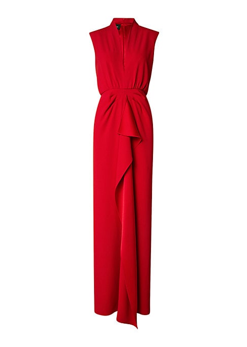 Draped V-Neck Evening Gown